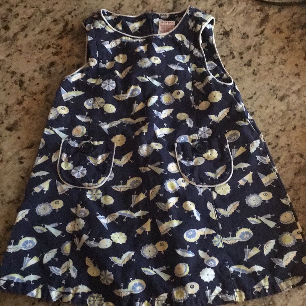 Gymboree umbrella navy blue romper dress 18-24 mos